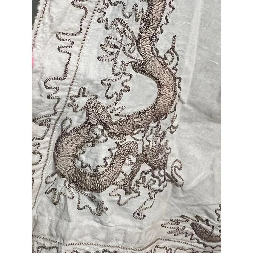 New With Tag Magnolia Pearl European Linen Dragon Embroidered Dashi Kimono - Picture 8 of 11